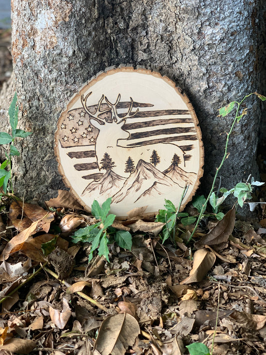 Deer and flag plaque