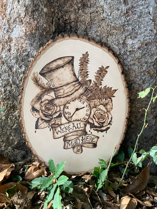 Mad hatter pyrography