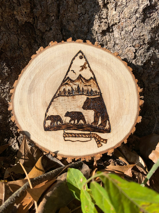 Family of bears pyrography