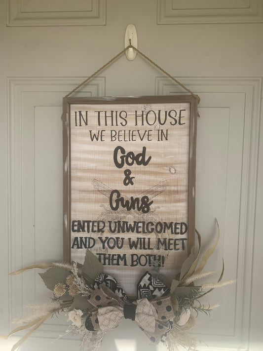 God and Guns door hanger